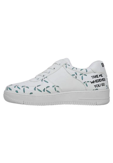 Femme Cuir Vegan Blanc Baskets - Koala Hug Motif - 