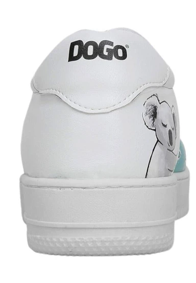 Femme Cuir Vegan Blanc Baskets - Koala Hug Motif - 