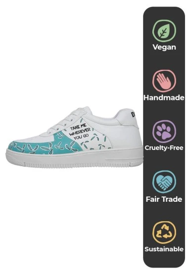 Femme Cuir Vegan Blanc Baskets - Koala Hug Motif - 
