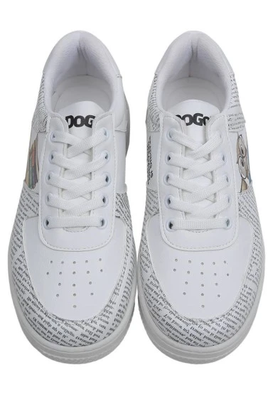 Femme Cuir Vegan Blanc Baskets - The Wise Owl Motif - 