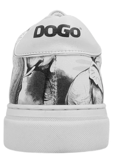 Femme Cuir Vegan Blanc Baskets - Sunset Animals Motif - 
