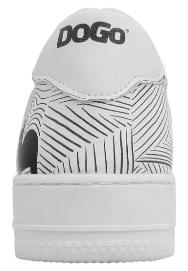 Femme Cuir Vegan Blanc Baskets - Black Cats Only Motif - 