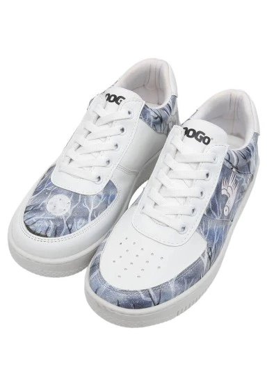 Femme Cuir Vegan Blanc Baskets - The Night is Dark Motif - 
