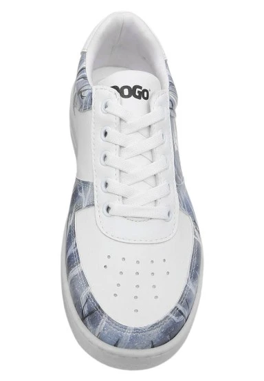 Femme Cuir Vegan Blanc Baskets - The Night is Dark Motif - 