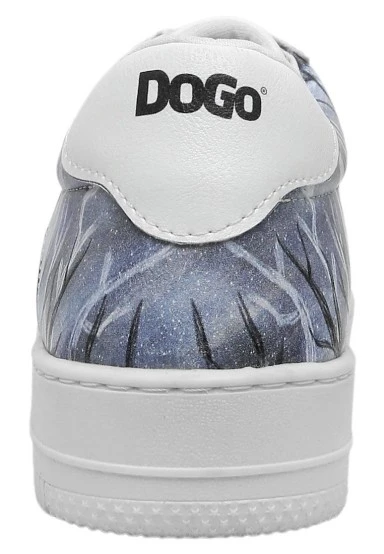 Femme Cuir Vegan Blanc Baskets - The Night is Dark Motif - 