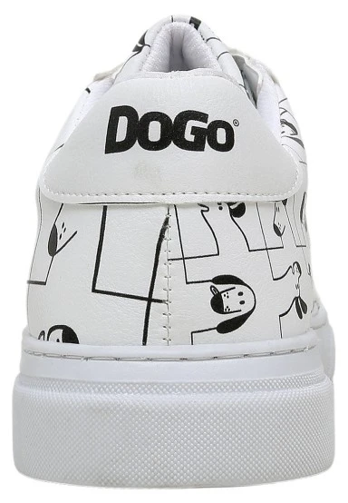 Femme Cuir Vegan Blanc Baskets - I Woof You Motif - 