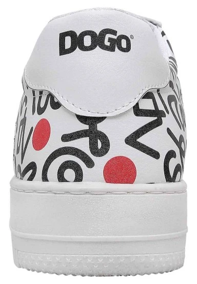 Femme Cuir Vegan Blanc Baskets - Cat and Mouse Motif - 