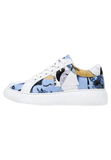 Femme Cuir Vegan Blanc Baskets - Deep Thought with The Deep Motif - 