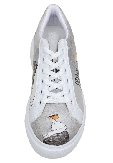Femme Cuir Vegan Blanc Baskets - Rider Woman Motif - 