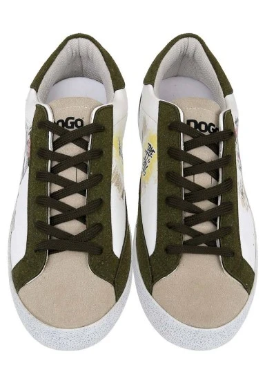 Femme Cuir Vegan Blanc Baskets - Apollo Motif - 