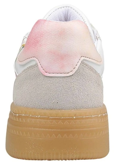 Femme Cuir Vegan Blanc Baskets - Botanical Notes Motif - 