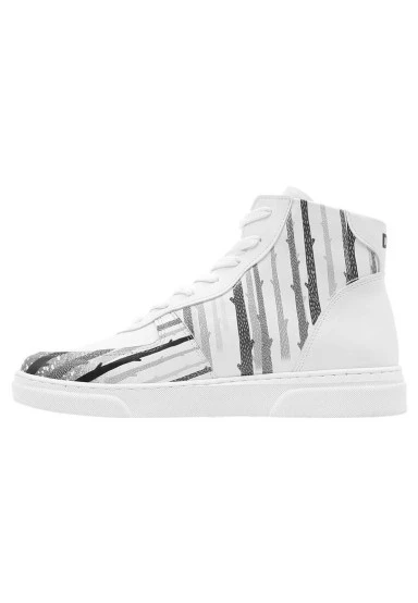 Femme Cuir Vegan Blanc Baskets Hautes - You're the Colour of My Life Motif - 