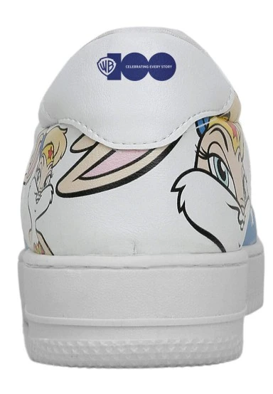 Femme Cuir Vegan Blanc Baskets - Warner Bros Wonder Lola Bunny Motif - 