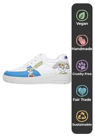 Femme Cuir Vegan Blanc Baskets - Warner Bros Wonder Lola Bunny Motif - 