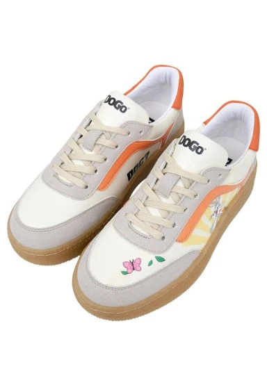 Femme Cuir Vegan Blanc Baskets - Warner Bros Looney Tunes Bugs Bunny Hop into Nature Motif - 