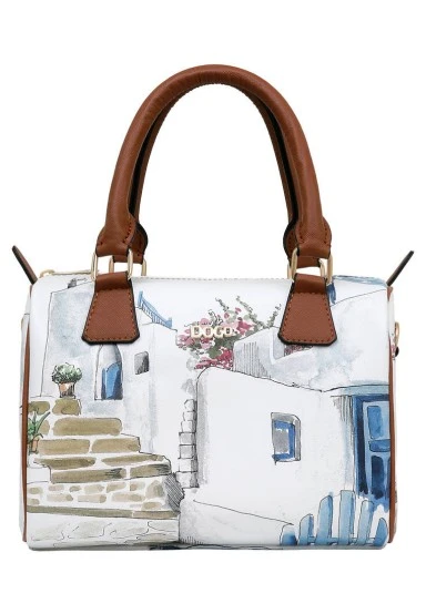Femme Cuir Vegan Blanc Sac à Main - Paper Flower Motif - 