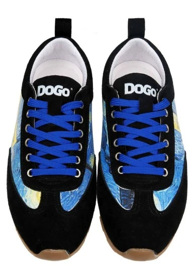 Femme Cuir Vegan Bleu Baskets - Vincent van Gogh The Starry Night Motif - 