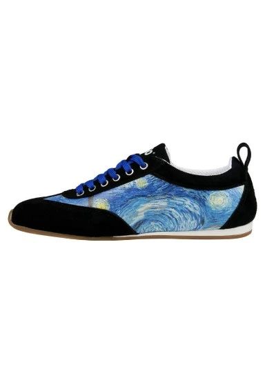 Femme Cuir Vegan Bleu Baskets - Vincent van Gogh The Starry Night Motif - 