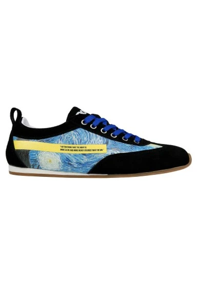 Femme Cuir Vegan Bleu Baskets - Vincent van Gogh The Starry Night Motif - 