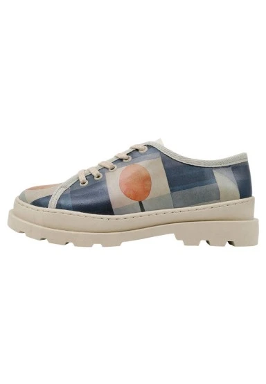 Femme Cuir Vegan Bleu Baskets - Be Different Motif - 