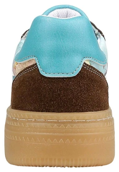 Femme Cuir Vegan Bleu Baskets - Explore Motif - 