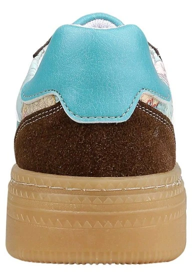 Femme Cuir Vegan Bleu Baskets - Explore Motif - 