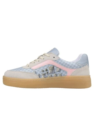 Femme Cuir Vegan Bleu Baskets - Break the Silence Motif - 