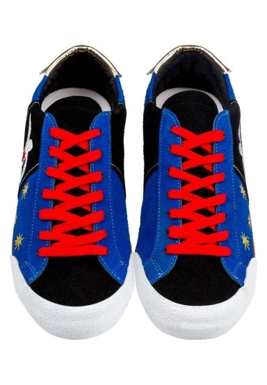 Femme Cuir Vegan Bleu Baskets - Matisse Motif - 