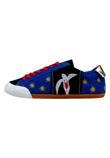 Femme Cuir Vegan Bleu Baskets - Matisse Motif - 