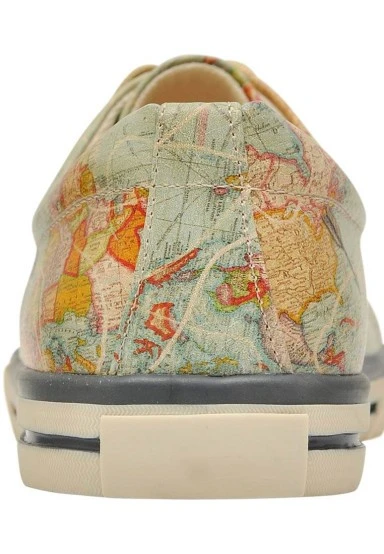 Femme Cuir Vegan Bleu Baskets - Explore Motif - 