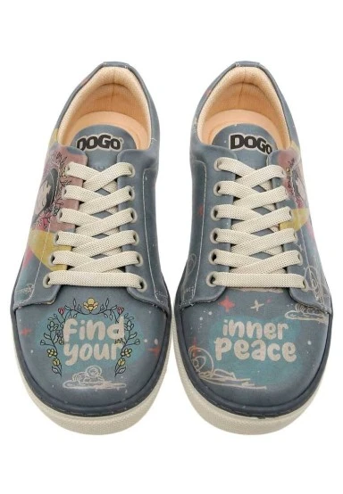 Femme Cuir Vegan Bleu Baskets - Find Your Inner Peace Motif - 