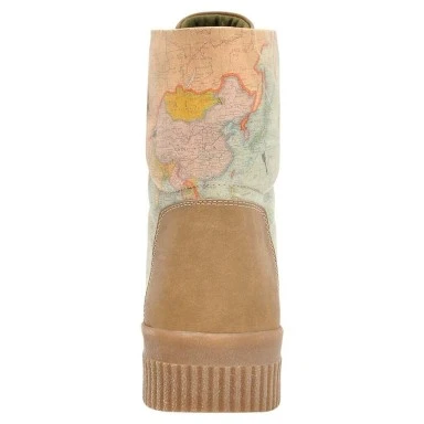 Femme Cuir Vegan Bleu Bottes Longues - Explore Motif - 
