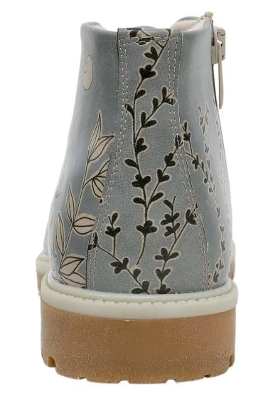 Femme Cuir Vegan Bleu Bottines - Birds Have Wings Motif - 