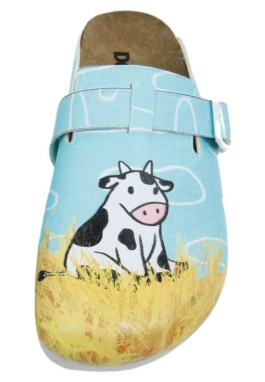 Femme Cuir Vegan Bleu Chaussons - Feeling Moody Motif - 