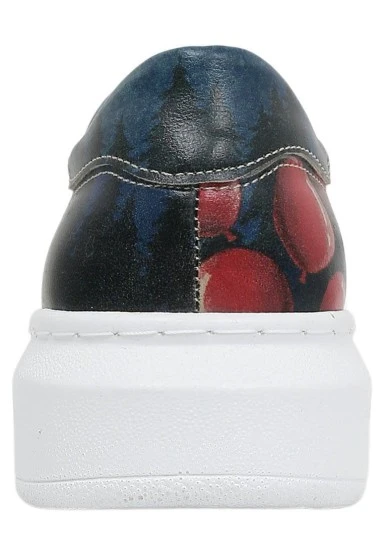 Femme Cuir Vegan Bleu Foncé Baskets - Bear With A Balloon Motif - 