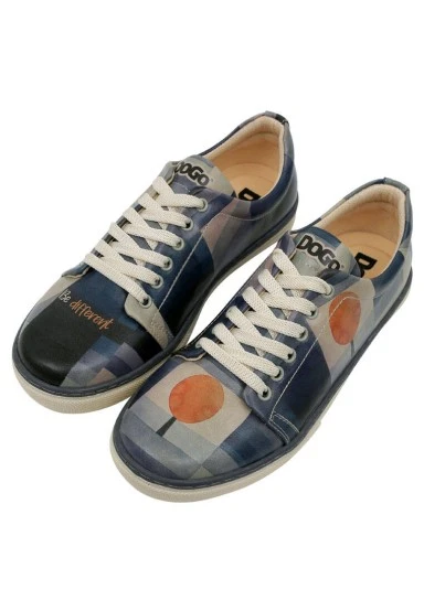 Femme Cuir Vegan Bleu foncé Baskets - Be Different Motif - 