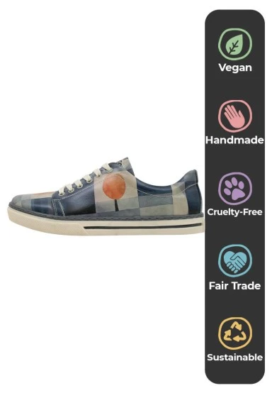 Femme Cuir Vegan Bleu foncé Baskets - Be Different Motif - 