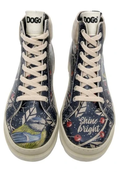 Femme Cuir Vegan Bleu Marine Bottines - Shine Bright Motif - 