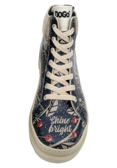 Femme Cuir Vegan Bleu Marine Bottines - Shine Bright Motif - 