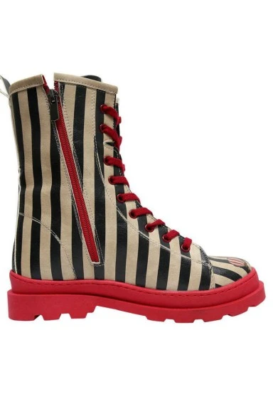Femme Cuir Vegan Multicolore Bottes longues à glissière - Let's Find a Place to Get Lost Motif - 