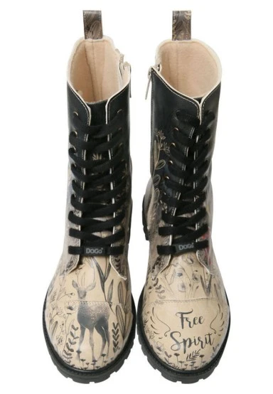 Femme Cuir Vegan Multicolore Bottes Longues à Glissière - Free Spirit Motif - 