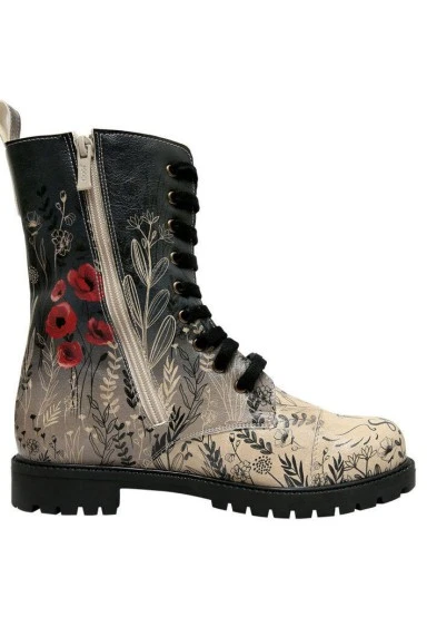 Femme Cuir Vegan Multicolore Bottes Longues à Glissière - Free Spirit Motif - 