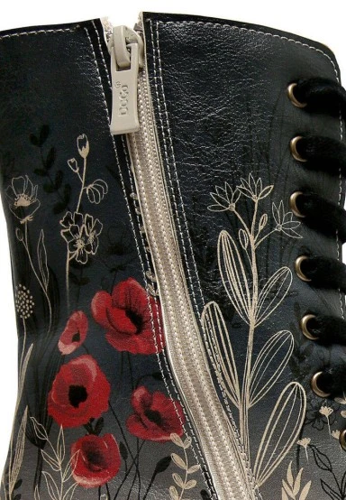 Femme Cuir Vegan Multicolore Bottes Longues à Glissière - Free Spirit Motif - 