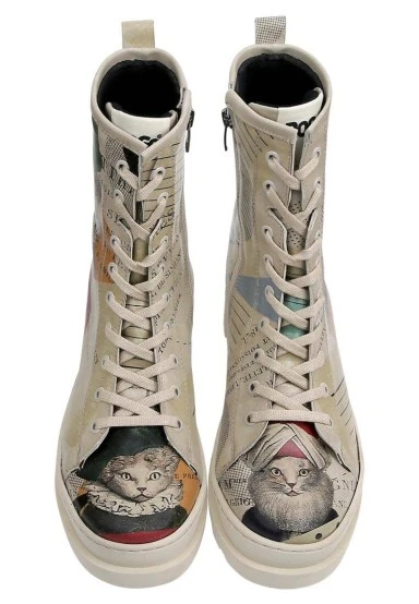 Femme Cuir Vegan Beige Bottes longues à glissière - Mon Cher Motif - 