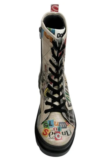 Femme Cuir Vegan Multicolore Bottes longues à glissière - Not Gangnam Motif - 