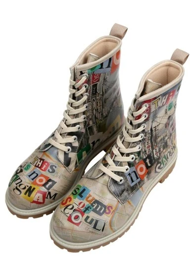 Femme Cuir Vegan Multicolore Bottes Longues - Not Gangnam Motif - 