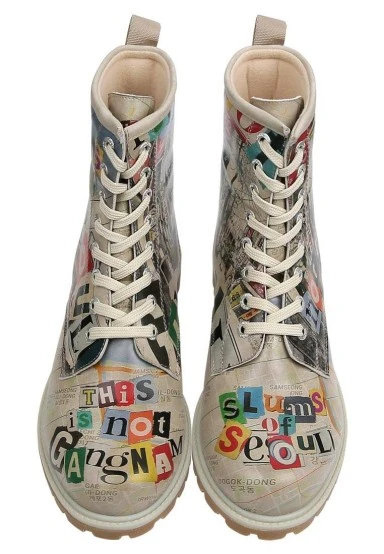 Femme Cuir Vegan Multicolore Bottes Longues - Not Gangnam Motif - 