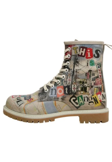 Femme Cuir Vegan Multicolore Bottes Longues - Not Gangnam Motif - 