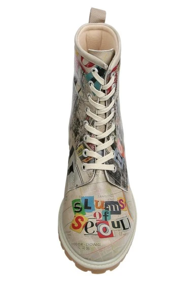 Femme Cuir Vegan Multicolore Bottes Longues - Not Gangnam Motif - 