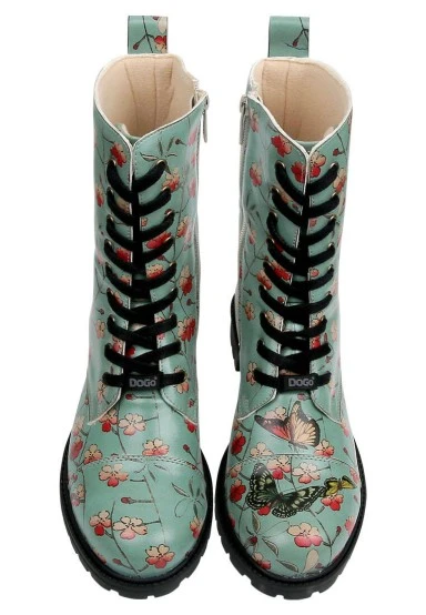 Femme Cuir Vegan Turquoise Bottes Longues à Glissière - Your Wings, Your Dreams Motif - 